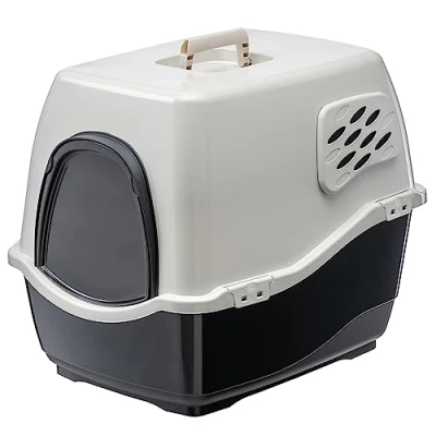Image of Ferplast Cat Litter Tray with Lid BILL, Box, Hooded 2 Anti Odour Filters, 50 x 40 h 42 cm, Darkened Door and Handle