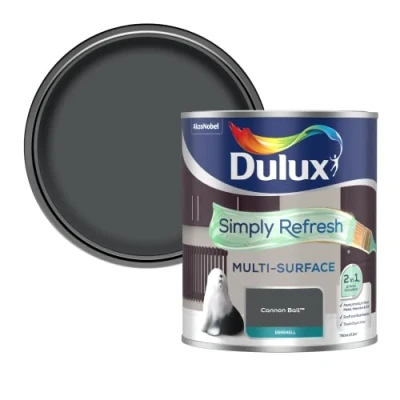 Image of Dulux Simply Refresh Multi Surface Eggsgell Paint Cannon Ball 750ML