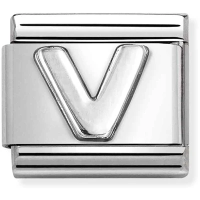 Image of Nomination Oxidised Silver Letter Charm V