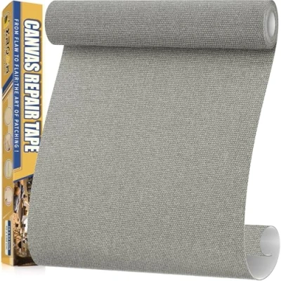 Image of Canvas Repair Tape, 40 x 160 cm Waterproof Fabric Tape for Furniture, Self Adhesive Patches Boat Covers, Sofas, Tents, Louge Chairs, Canopy, Awning Light Gray