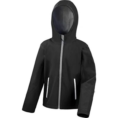 Image of Result Kids R224J kt Core Tx Performance Hooded Softshell Jacket Black/Grey, 2X Large/Size 13/14