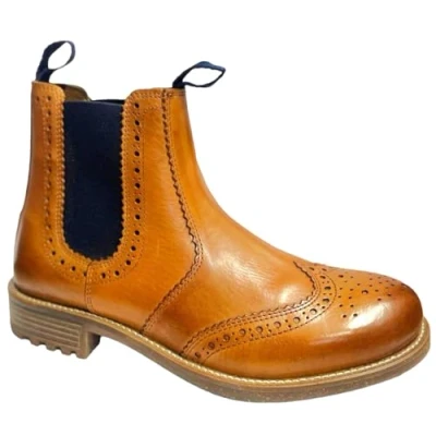 Image of sole london MENS SMART BROGUE CASUAL ANKLE ELASTIC SHOES CHELSEA DEALER WORK FLAT BOOTS