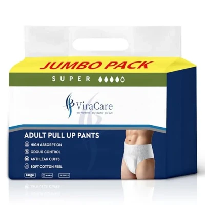 Image of 24 x Incontinence Pants Women &amp; Men Adult Diapers Medium Pull Up with Soft Stretch Waistband Nappies Waist Size Large 80 156 cm (Large)