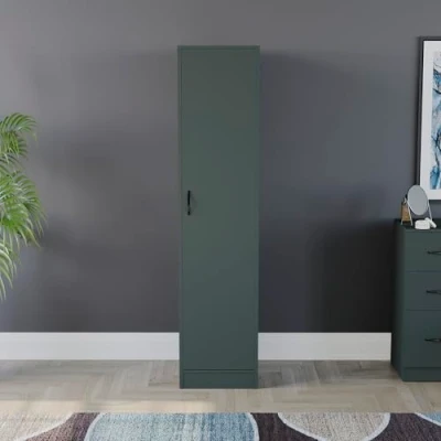 Image of Vida Designs Riano Wardrobe, With Shelf &amp; Hanging Rail Bedroom Storage Furniture (Jasper Green, 1 Door)
