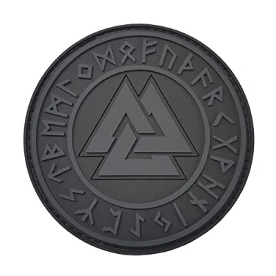 Image of ACU Subdued Valknut Norse Heathen Rune Odin Viking Runic Pagan Morale PVC Rubber Fastener Patch