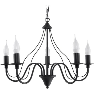 Image of Minerwa 5 Light Multi Arm Chandelier Black, E14