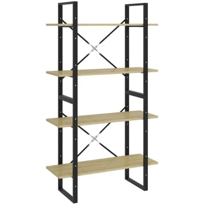 Image of vidaXL 4 Tier Book Cabinet Sonoma Oak 80x30x140 cm Engineered Wood