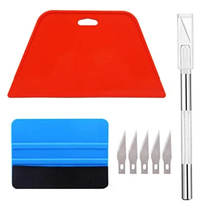 Image of Ewrap Wallpaper Kit Tools Set with Trimming Tool, Felt Squeegee, Smoother, for Car Vinyl Wrap, Window Tint Film, Installation