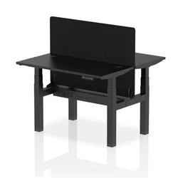 Image of Air B2B 1200x600mm Adjustable 2P Bench Desk CP Black/Black + Screen