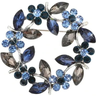 Image of LISADORE Crystal Brooch Pin Rhinestone Flower Badge Round Flowers For Dress Office Party Jewelry Accessories