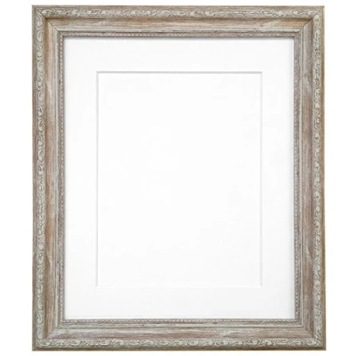 Image of FRAMES BY POST Shabby Chic Distressed Wood Picture Photo Frame with White Mount A3 for Size A4