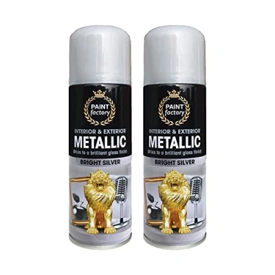 Image of Classic Signature 2 x Metallic Silver Spray Paint 200ml Multi Purpose Use, for Metal and Wooden Furniture, Ornaments, Decorative Items Much More Interior &amp; Exterior