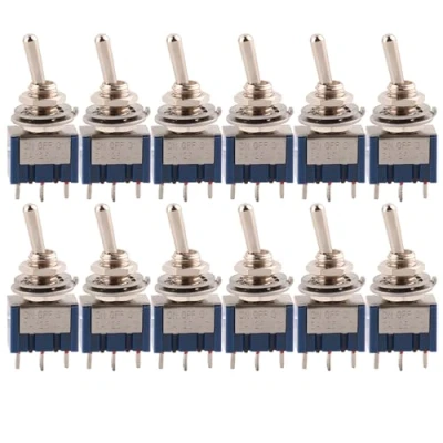 Image of CESFONJER 12 Pcs SPDT Mini Micro Toggle Switch, On/Off/On 3 Pins Position Miniature Switch AC 125V/6A