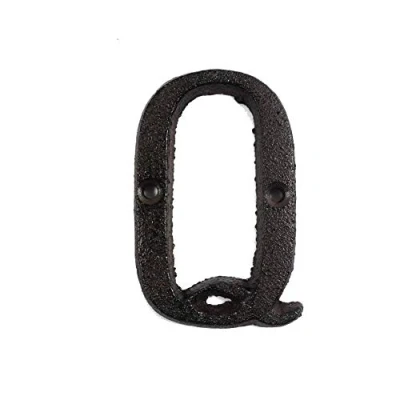 Image of ausuky Cast Iron Retro Metal Alphabet Letters Numbers Sign Address Door Cafe Wall Decor A to Z,0 9 (Q)