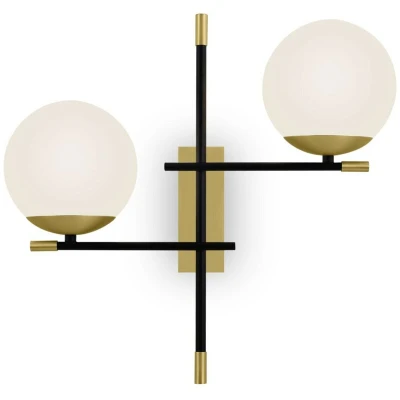Image of Modern Nostalgia 2 Light Matt Gold Wall Lamp Glass Shade