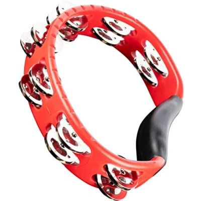 Image of Meinl Percussion Headliner Hand Tambourine 2 Row With Curved Handle ABS Plastic / Steel, Red Silver (HTMT1R)