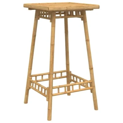 Image of vidaXL outdoor bar table bamboo slatted top 55x55x100 cm square for patio, garden, balcony, terrace modern brown design with footrest