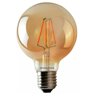 Image of DCVOLTAGE G95 Globe Vintage Edison Light Bulb, 4W E27 Screw Base Old Fashioned Style LED Bulb (40W Equivalent), Retro Antique Spiral Filament Bulbs, 400LM, 2200K Amber Warm