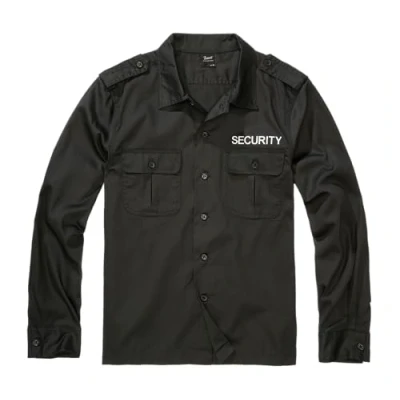 Image of Brandit Men&#039;s Security Us Shirt Dress, Black Long Sleeve, M