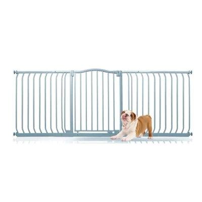 Image of Bettacare Curved Top Dog Gate, 188cm 197cm, Matt Grey, Pressure Fit Pet Gate for and Puppy, Barrier, Easy Installation