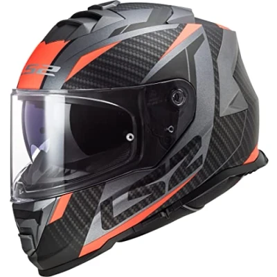 Image of LS2 Motorcycle helmets FF800 STORM RACER TITANIUM FLUO Orange, Black/Orange, L