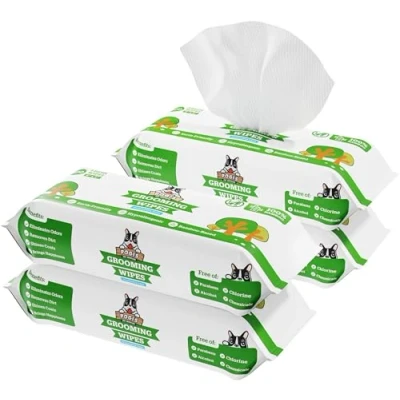 Image of Pogi&#039;s Dog Grooming Wipes 400 for Cleaning and Deodorising Plant Based, Hypoallergenic Pet Dogs, Puppy Quick Bath Paws, Butt, &amp; Body Fragrance Free