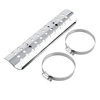 Image of Universal Metal exhaust heat shield Auto Motorcycle Motorbike Muffler Pipe Insulation Cover Heel Guard Straight(Silver) shields/wraps
