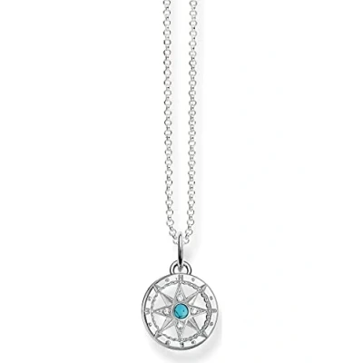 Image of THOMAS SABO Women&#039;s Silver Simulated Turquoise Zirconia Necklace with Pendant of Length 40 42cm SCKE150057