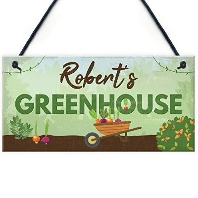 Image of RED OCEAN Personalised Greenhouse Plaque Garden Shed SummerHouse Sign Dad Mum Friendship Gift