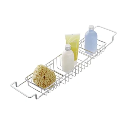 Image of Wenko 17472100 Bathtub Tray extendable, Metal Stainless Steel, 5892 x 8 13 cm, Shiny