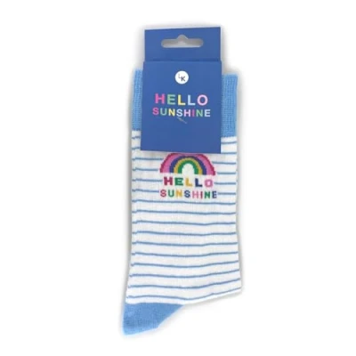 Image of Snazzy Socks Hello Sunshine Rainbow Ladies Size 4 7 Novelty Sock Gift LKSOCK014