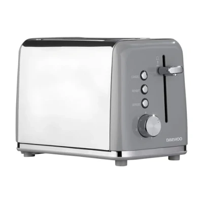 Image of Daewoo Kensington, Toaster 2 Slice, Stainless Steel, Removable Crumb Tray, Defrost, Reheat And Browning Controls, Cancel Function, High Lift Lever, Easy To Clean, Grey