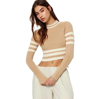 Image of Trendyol FeMan Slim fit Basic Standing Collar Knitwear Sweater,Brown,S