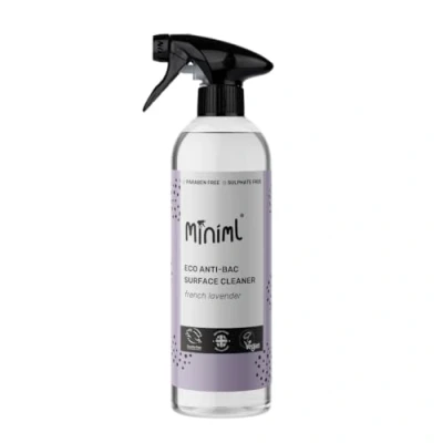 Image of Miniml Eco Antibacterial Spray Surface Cleaner 750ml French Lavender Scented Multi Purpose Anti Bac Disinfectant Cleaning Product Natural Plant Based Vegan Formula &amp; Cruelty Free