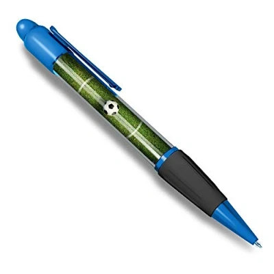 Image of 1 x Blue Ballpoint Pen (Black Ink) Football Pitch Soccer Ball Sports Game #8681