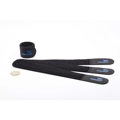 Image of Cablesson Reusable Releasable Hook and Loop Nylon Cable Ties Pack of 30 Chunky Straps Keep wire cord tidy Black