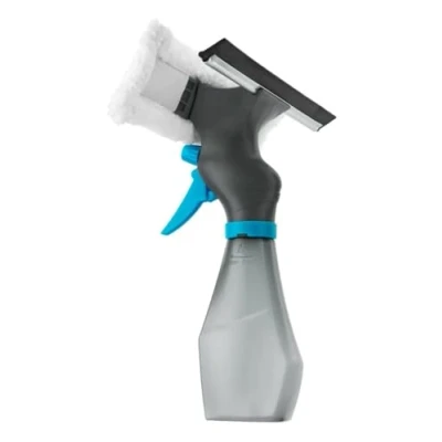 Image of 3 in 1 Microfibre Cloth Pad Rubber Squeegee Window Cleaner Bottle Spray Tool For Indoor and Outdoor Home &amp; Garden office Glass Cleaning Car Windows Shower Screen Washer Kit