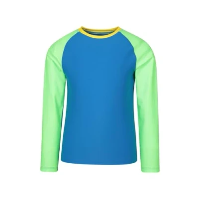Image of Mountain Warehouse Kids Rash Vest UV Protection Guard, Long Sleeves Childrens Shirt, Flat Seams, Quick Drying, Stretch Fabric Ideal for Swimming, Cobalt Teen Size 13 Years
