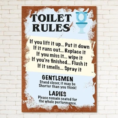 Image of TOILET RULES Retro Metal Sign Man Cave Bar Pub Plaque Party Vintage Gift