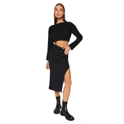 Image of Trendyol FeMan Pencil Skirt Knit Skirt,Black,S
