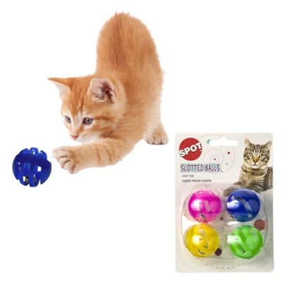 Image of SPOT Ethical Pet Slotted Balls Colorful Cat Toys with Bells 3 Pack (12 Balls)