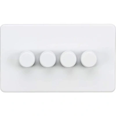 Image of KnightsBridge Screwless 4G 2 way 10 200W (5 150W LED) trailing edge dimmer Matt White