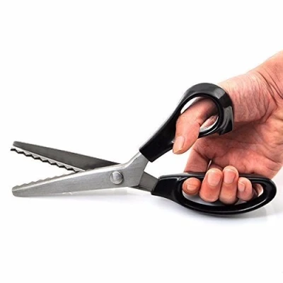 Image of Serrated Scalloped Edge Pinking Shears, Stainless Steel Dressmaking Scissors, Zig Zag Cut Fabric Decorate Craft Scissors with Comfort Grip Handle Sewing (Serrated 5mm)