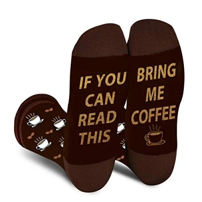 Image of Funny Socks for Men Dad Husband Women Teenage Boys If You Can Read This Bring Me Coffee Lovers Novelty Fun Crew Crazy Funky Cute Cotton Food Sock Fathers Day Easter Gifts Christmas Stocking Filler