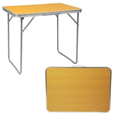 Image of Crystals 2.3ft Aluminum Folding Picnic Table Lightweight &amp; Portable Camping Adjustable Height Outdoor Trestle for BBQ, Garden, Travel, Events Sturdy Compact (Orange)