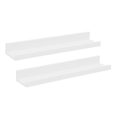 Image of Carousel Home Set Of 2 Floating Shelves Photo Display Wall Pack Abs Plastic Picture Spice Rack Ornament Shelving White