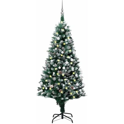 Image of vidaXL Artificial Pre lit Christmas Tree with Ball Set&amp;Pine Cones 150 cm