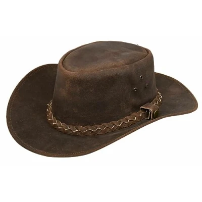 Image of Australian Vintage Brown Western Style Cowboy Outback Real Suede Aussie Bush Hat