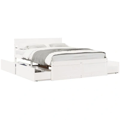 Image of vidaXL Bed Frame without Mattress White 120x200 cm Solid Wood Pine