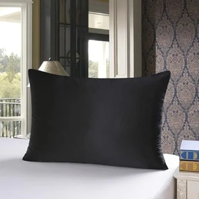 Image of townssilk Both Side 100% 19mm Pure Mulberry Silk Pillowcase for Hair and Skin 50x60cm size Pillow Case Cushion Cover with Hidden Zipper 600 Thread Count Black